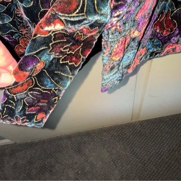 Vintage Steppin' Out Velvet‎ Floral Dress Party Cocktail Black Multicolor Size 7 - Picture 7 of 11